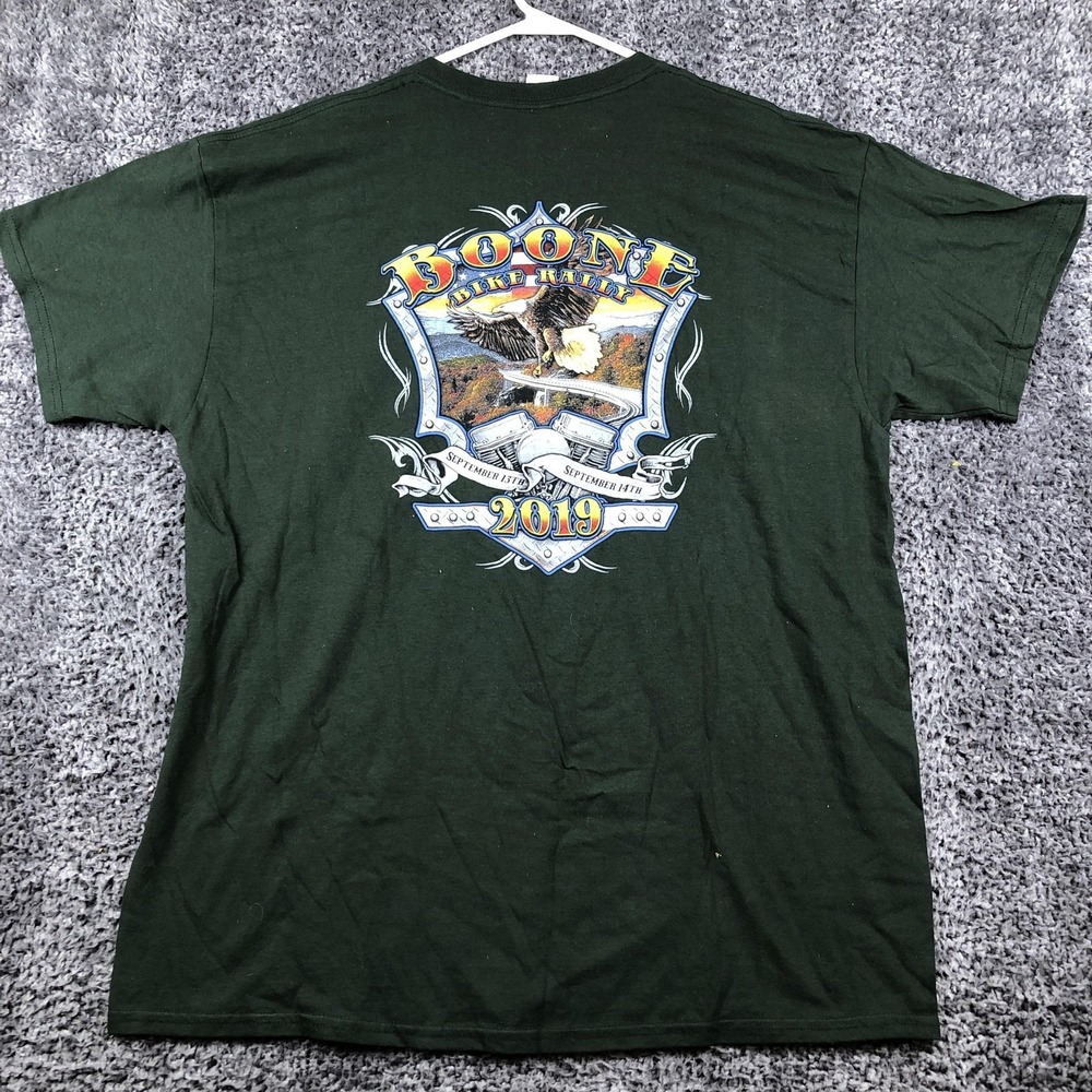 Boone Bike Rally Shirt Mens XL Green Eagle Motorcycle Graphic Tee 2019 Gildan